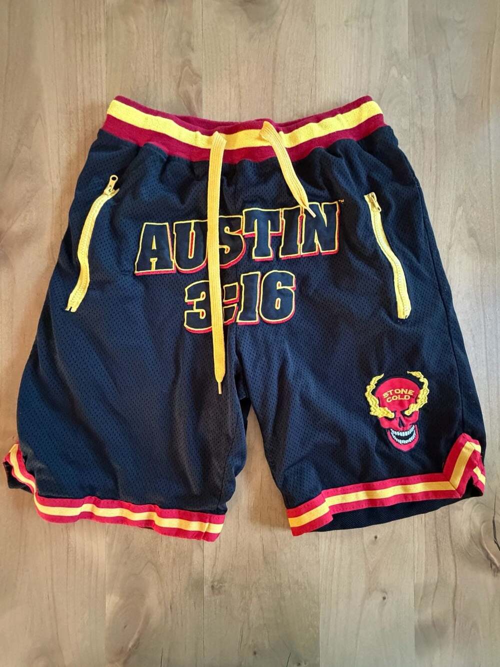 WWE Stone Cold Steve Austin 3:16 Mesh Shorts Black Large